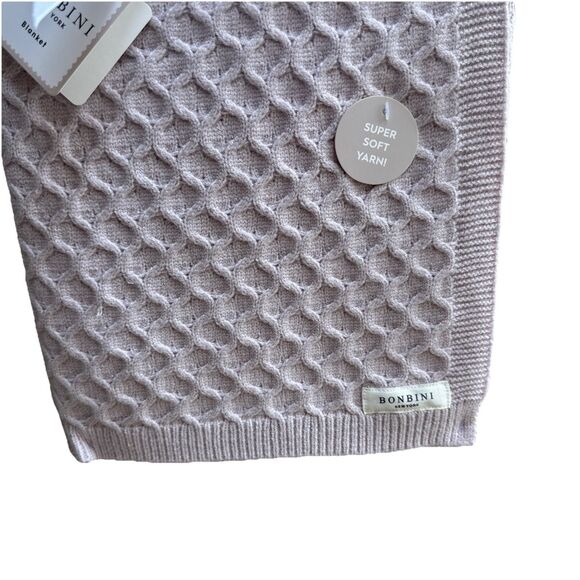 SOLD‼️‼️NWT  BONBINI New York WAFFLE KNIT 38"x 28"  Baby/Lap  Blanket Lavender - Picture 8 of 11